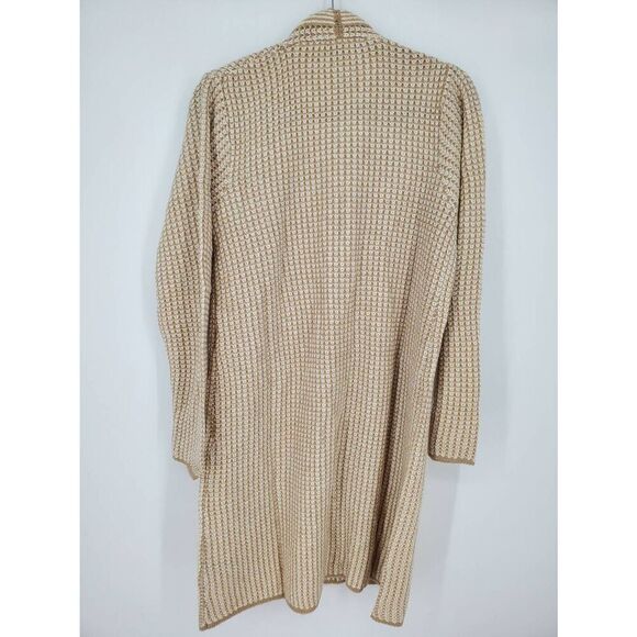 Fortune + Ivy Women's long line open‎ front duster cardigan tan white Size XL - Picture 4 of 6